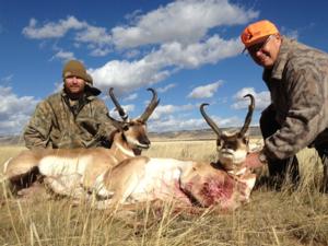 <p>Stan & Greg together with their rifle antelope</p>