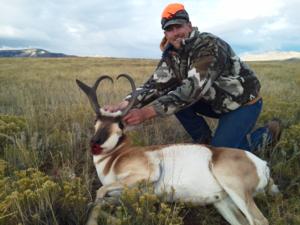 <p>Ryan Wildenborg with his giant 2014 Wyoming Rifle Antelope Hunt</p>