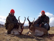 Dave Brown and his son shown here with their 2008 antelope bucks.  Coming all from New York to do a combo hunt with Bar-Nunn was a definite success.