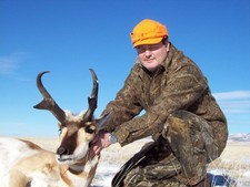 A very nice Wyoming buck antelope taken by a familiar face.  This was Mark's 9th year hunting with us.