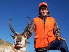 Adam, age 12, shown here with his first Wyoming antelope.  Adam and his grandfather traveled from Kansas to hunt antelope on the high plains of Southeastern Wyoming.  