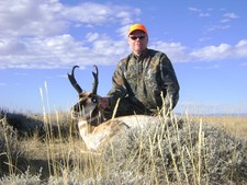 Kevin Weiss shown here with his 2010 trophy antelope.  Kevin's antelope hunting party of three all filled their tags with nice buck antelope by late afternoon on the first day of the hunt.